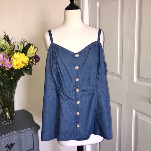 NWT Torrid Chambray Babydoll Top - Picture 1 of 5